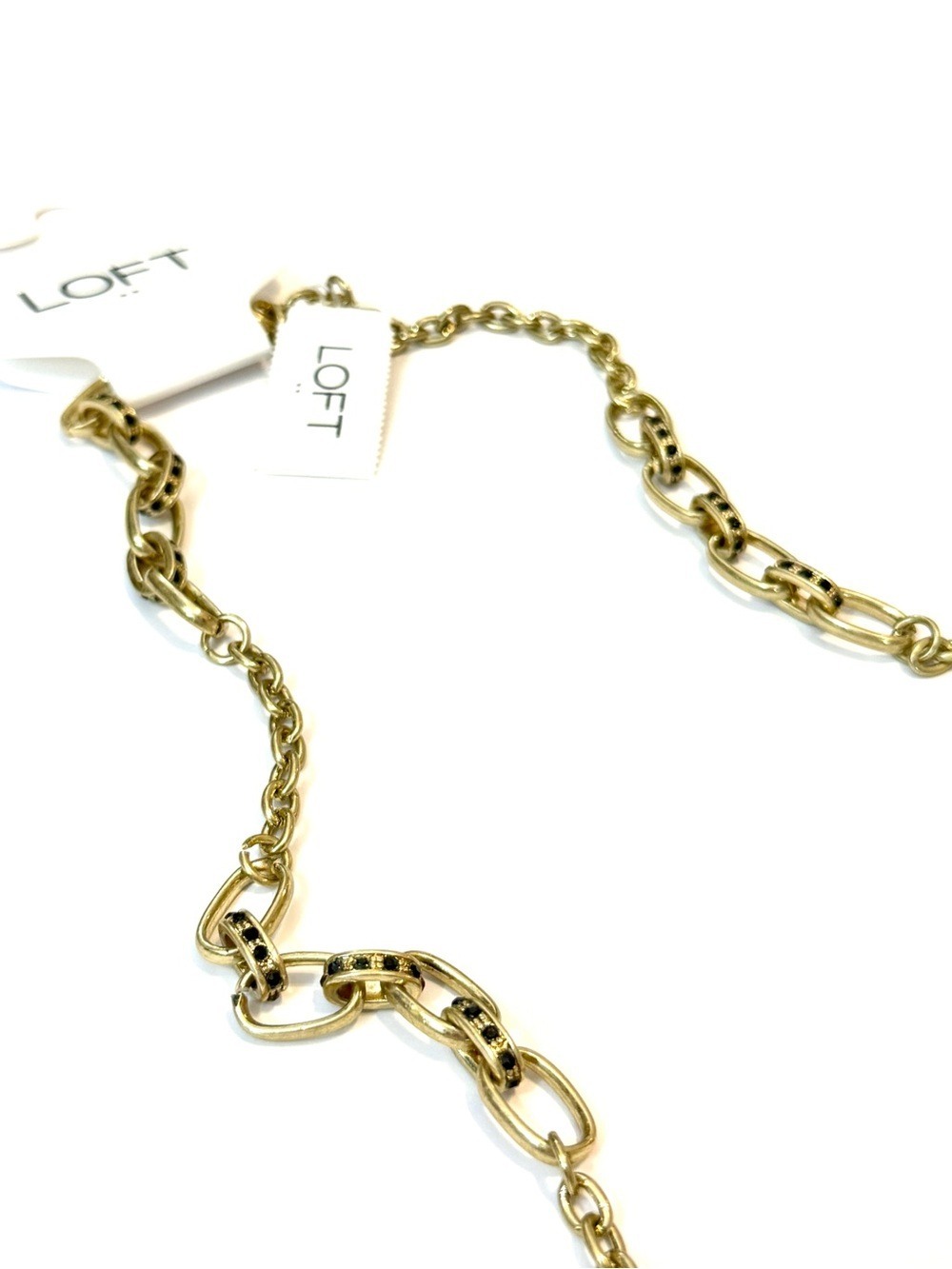 LOFT Gold Link Station Necklace with Black Crystal Accents | NWT - Picture 6 of 6
